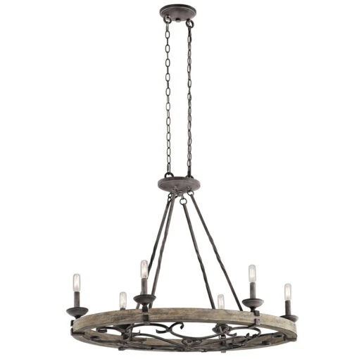 Taulbee 6 Light 18 Inch Weathered Zinc Chandelier Oval Pendant Ceiling Light, Oval