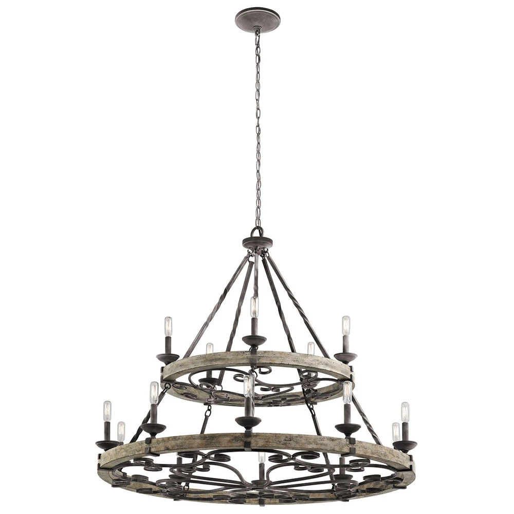 Taulbee 15 Light 44 Inch Weathered Zinc Chandelier 2 Tier Large Ceiling Light, 2 Tier 1 Taulbee 15 Light 44 Inch Weathered Zinc Chandelier 2 Tier Large Ceiling Light, 2 Tier