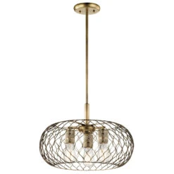 Devin 3 Light 18 Inch Natural Brass Pendant Ceiling Light