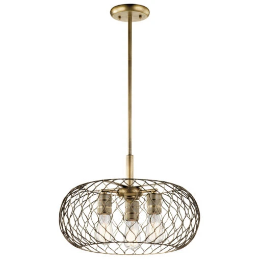 Devin 3 Light 18 Inch Natural Brass Pendant Ceiling Light