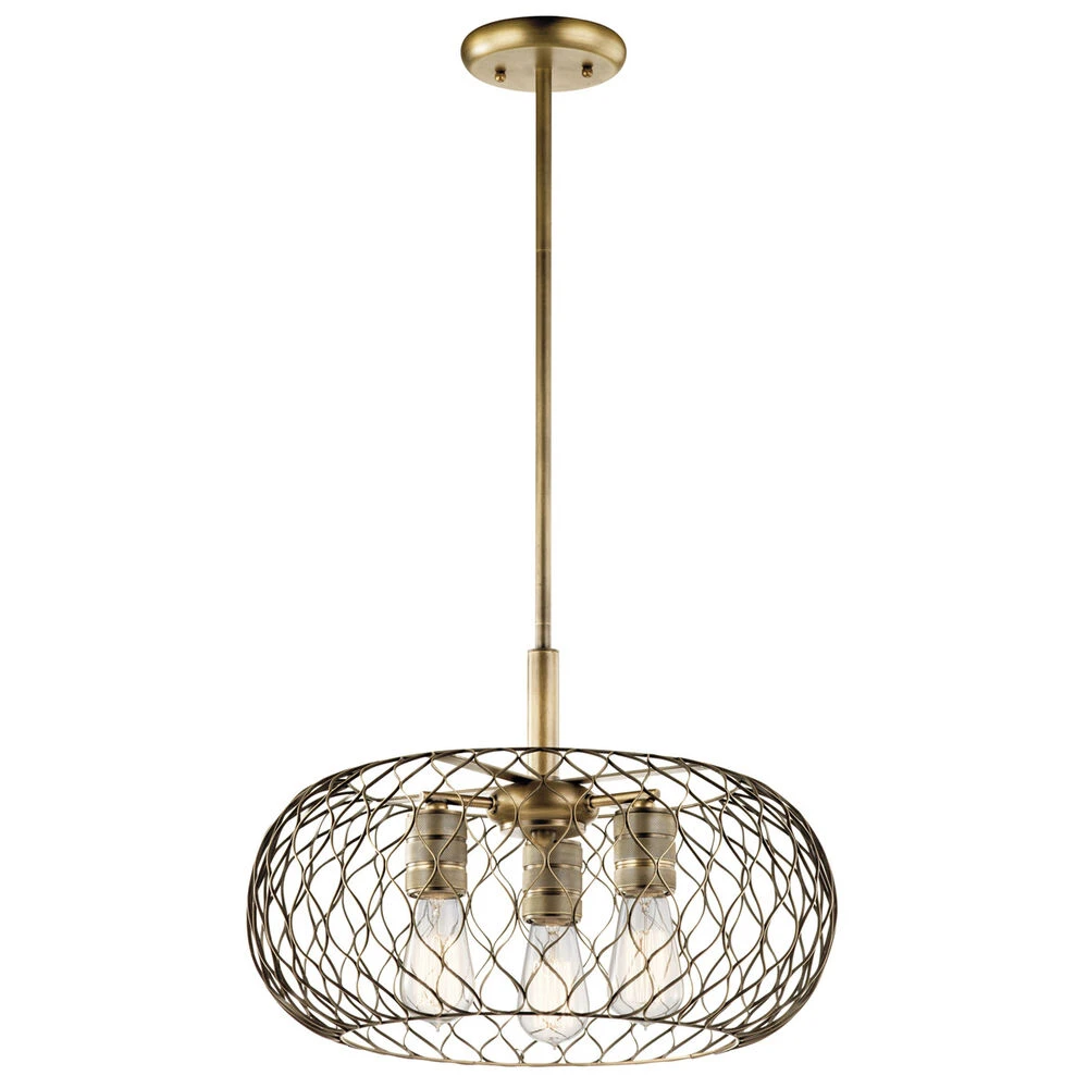 Devin 3 Light 18 Inch Natural Brass Pendant Ceiling Light 1 Devin 3 Light 18 Inch Natural Brass Pendant Ceiling Light