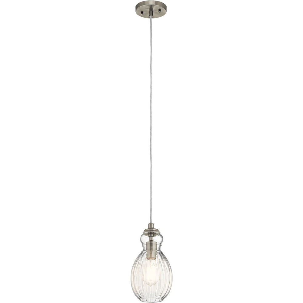 Riviera 1 Light 6 Inch Brushed Nickel Mini Pendant Ceiling Light 2 Riviera 1 Light 6 Inch Brushed Nickel Mini Pendant Ceiling Light - Image 2