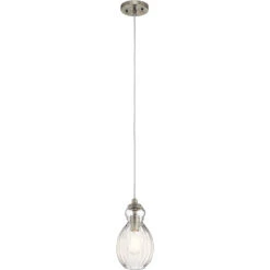 Riviera 1 Light 6 Inch Brushed Nickel Mini Pendant Ceiling Light