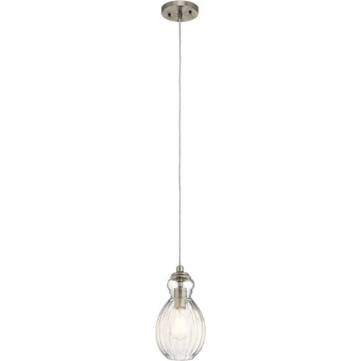 Riviera 1 Light 6 Inch Brushed Nickel Mini Pendant Ceiling Light
