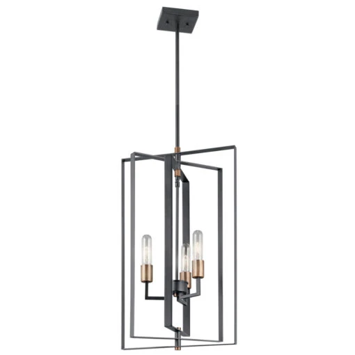 Taubert 3 Light 15 Inch Black Foyer Pendant Ceiling Light