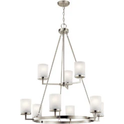 Daimlen 9 Light 34 Inch Brushed Nickel Chandelier 1 Tier Large Ceiling Light, Large