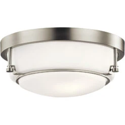 Belmont 2 Light 13 Inch Brushed Nickel Flush Mount Light Ceiling Light