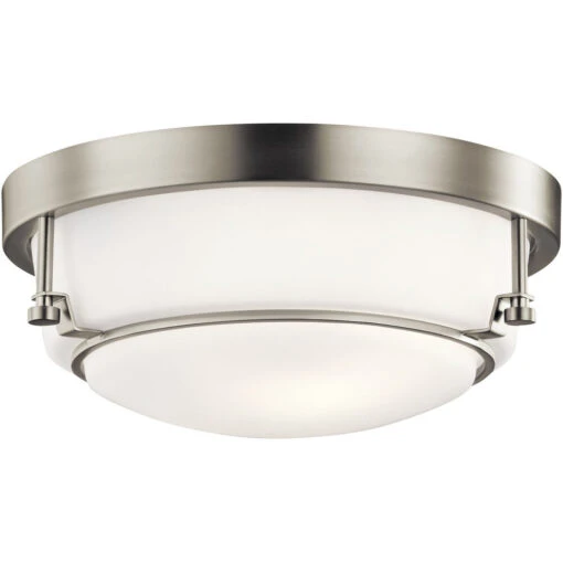 Belmont 2 Light 13 Inch Brushed Nickel Flush Mount Light Ceiling Light