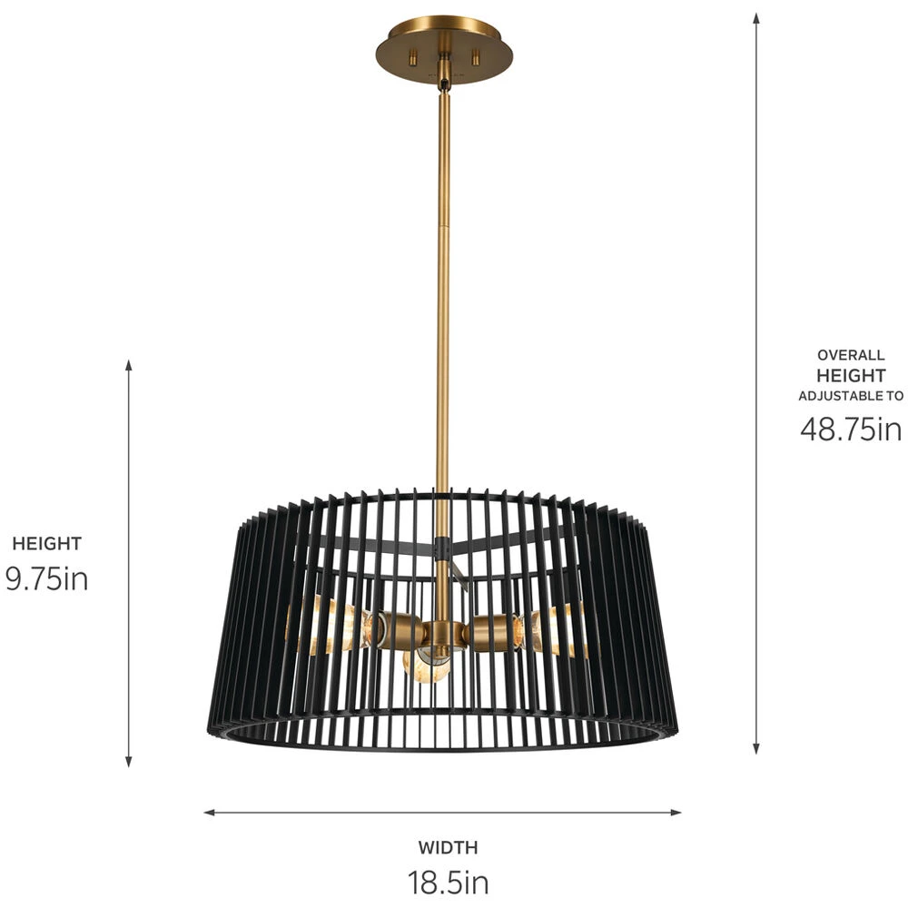 Linara 3 Light 18.5 Inch Black Pendant Ceiling Light 4 Linara 3 Light 18.5 Inch Black Pendant Ceiling Light - Image 4