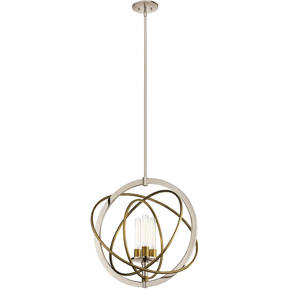 Ibis 3 Light 23 Inch Polished Nickel Pendant Ceiling Light 6 Ibis 3 Light 23 Inch Polished Nickel Pendant Ceiling Light - Image 6