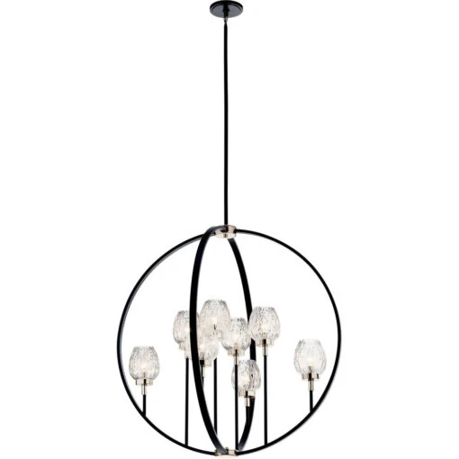 Moyra 8 Light 36 Inch Black Chandelier 1 Tier Large Ceiling Light, Large