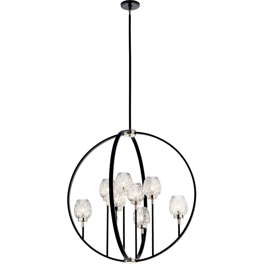 Moyra 8 Light 36 Inch Black Chandelier 1 Tier Large Ceiling Light, Large 1 Moyra 8 Light 36 Inch Black Chandelier 1 Tier Large Ceiling Light, Large