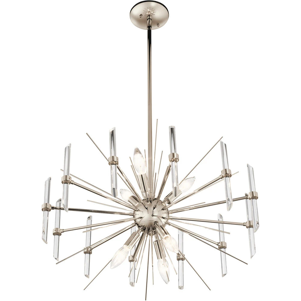 Eris 6 Light 24 Inch Polished Nickel Chandelier Round Pendant Ceiling Light 4 Eris 6 Light 24 Inch Polished Nickel Chandelier Round Pendant Ceiling Light - Image 4