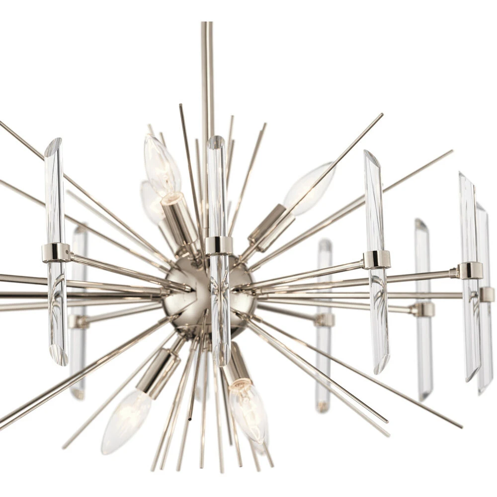Eris 6 Light 24 Inch Polished Nickel Chandelier Round Pendant Ceiling Light 3 Eris 6 Light 24 Inch Polished Nickel Chandelier Round Pendant Ceiling Light - Image 3