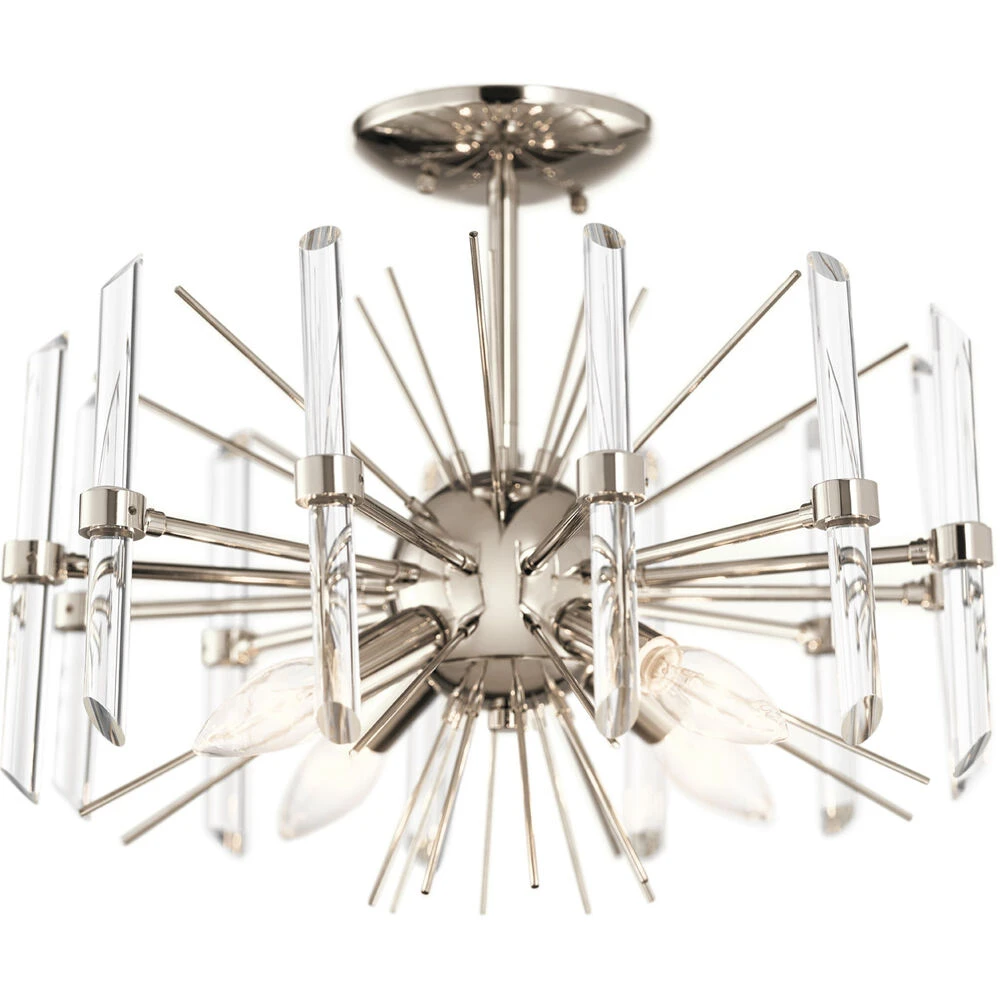 Eris 4 Light 16 Inch Polished Nickel Semi Flush Light Ceiling Light 2 Eris 4 Light 16 Inch Polished Nickel Semi Flush Light Ceiling Light - Image 2