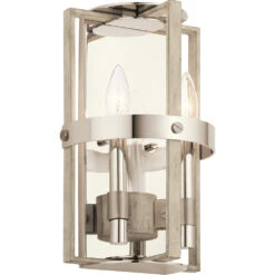 Peyton 2 Light 8 Inch White Washed Wood Wall Sconce Wall Light