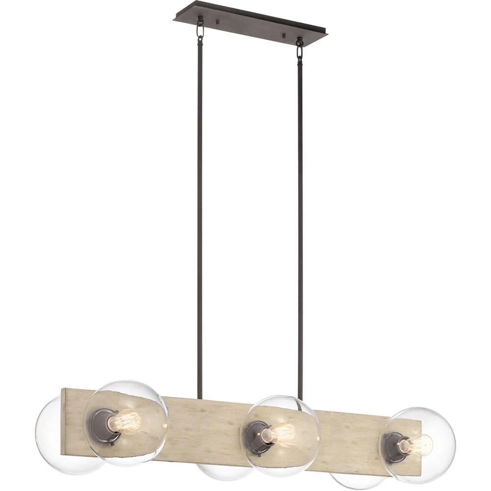 Marquee 6 Light 18 Inch White Washed Wood Chandelier Linear (Single) Ceiling Light, Single 1 Marquee 6 Light 18 Inch White Washed Wood Chandelier Linear (Single) Ceiling Light, Single