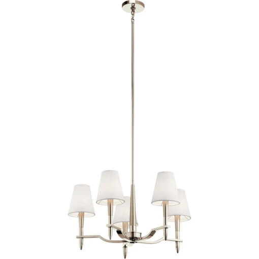 Kinsey 5 Light 27 Inch Polished Nickel Chandelier 1 Tier Medium Ceiling Light, Medium
