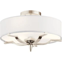 Kinsey 3 Light 15 Inch Polished Nickel Flush Mount Light Ceiling Light