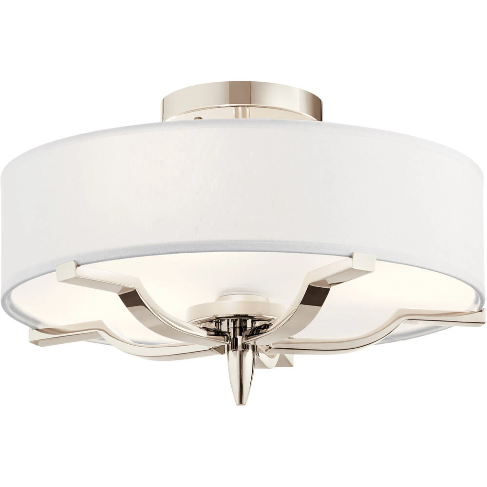 Kinsey 3 Light 15 Inch Polished Nickel Flush Mount Light Ceiling Light 1 Kinsey 3 Light 15 Inch Polished Nickel Flush Mount Light Ceiling Light
