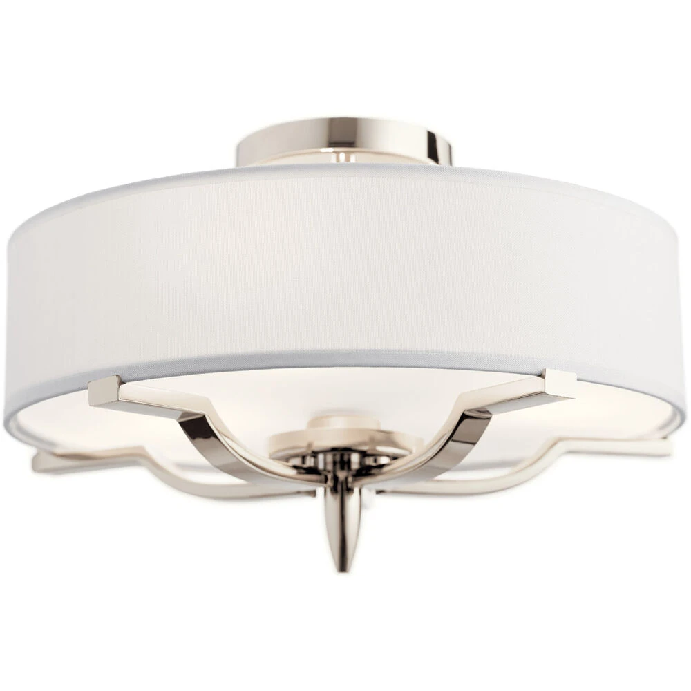 Kinsey 3 Light 15 Inch Polished Nickel Flush Mount Light Ceiling Light 2 Kinsey 3 Light 15 Inch Polished Nickel Flush Mount Light Ceiling Light - Image 2