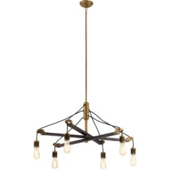 Iron 6 Light 37 Inch Vintage Gray Chandelier 1 Tier Large Ceiling Light, 1 Tier Large