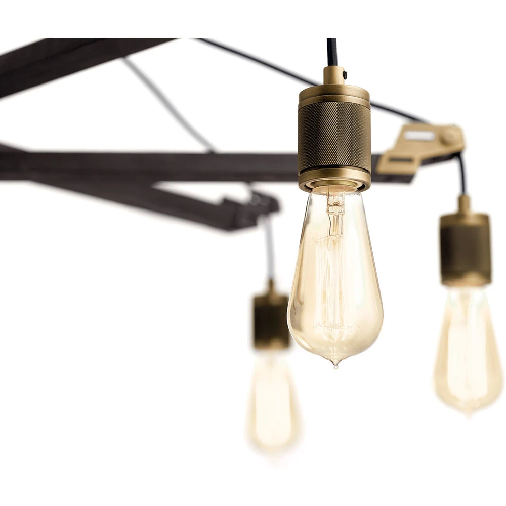 Iron 6 Light 37 Inch Vintage Gray Chandelier 1 Tier Large Ceiling Light, 1 Tier Large 2 Iron 6 Light 37 Inch Vintage Gray Chandelier 1 Tier Large Ceiling Light, 1 Tier Large - Image 2