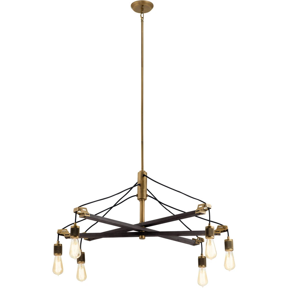 Iron 6 Light 37 Inch Vintage Gray Chandelier 1 Tier Large Ceiling Light, 1 Tier Large 3 Iron 6 Light 37 Inch Vintage Gray Chandelier 1 Tier Large Ceiling Light, 1 Tier Large - Image 3