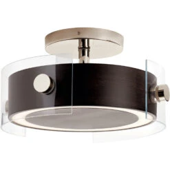 Tig LED 15 Inch Walnut Wood Semi Flush Light Ceiling Light