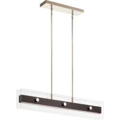 Tig 6 Light 5 Inch Walnut Wood Chandelier Linear (Single) Ceiling Light, Single