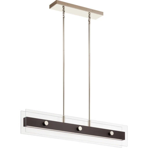 Tig 6 Light 5 Inch Walnut Wood Chandelier Linear (Single) Ceiling Light, Single