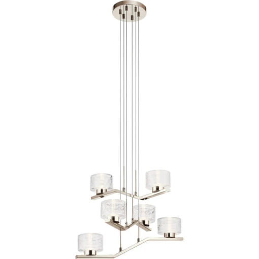 Lasus LED 23 Inch Polished Nickel Chandelier 1 Tier Small Ceiling Light, 1 Tier Small