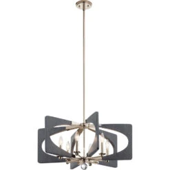 Alscar 6 Light 28 Inch Driftwood Grey Chandelier 1 Tier Medium Ceiling Light, Medium