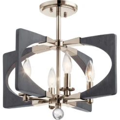Alscar 4 Light 18 Inch Driftwood Grey Semi Flush Light Ceiling Light