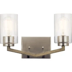 Deryn 2 Light 15 Inch Distressed Antique Gray Wall Mt Bath 2 Arm Wall Light