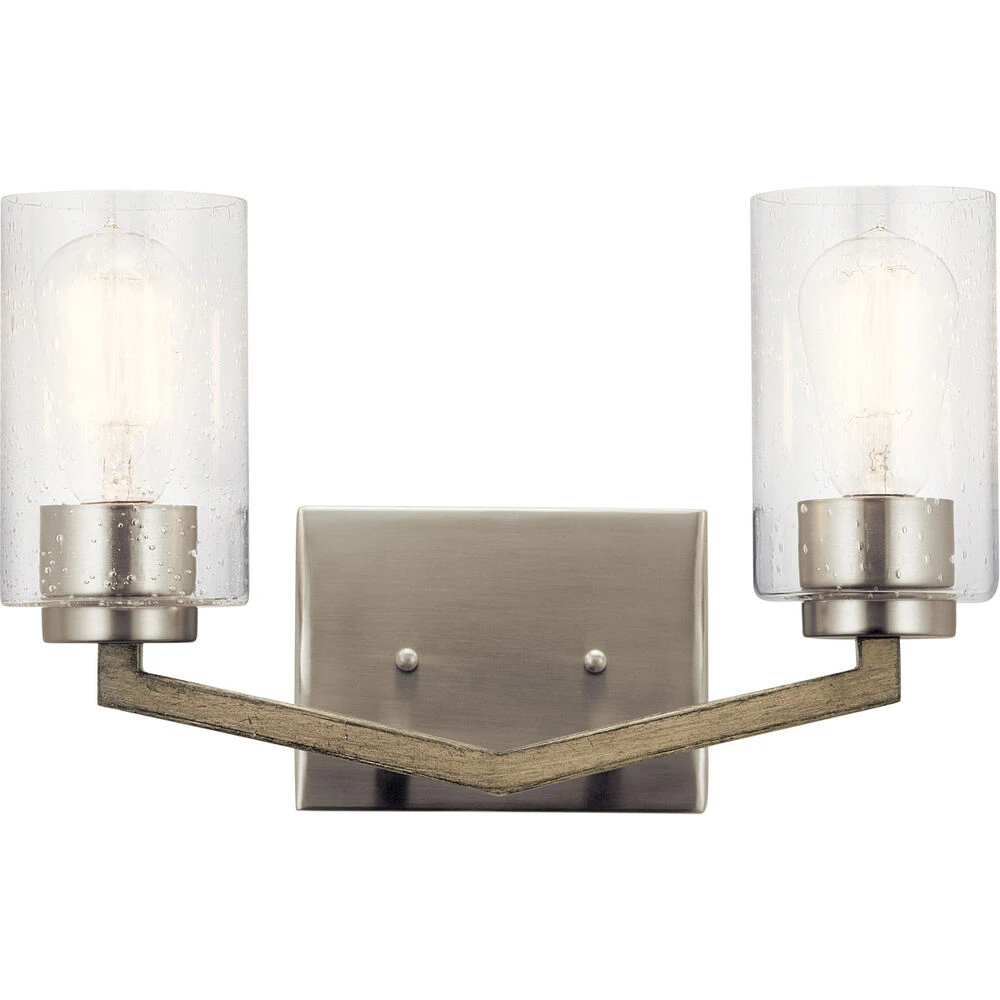 Deryn 2 Light 15 Inch Distressed Antique Gray Wall Mt Bath 2 Arm Wall Light 1 Deryn 2 Light 15 Inch Distressed Antique Gray Wall Mt Bath 2 Arm Wall Light