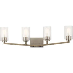Deryn 4 Light 32 Inch Distressed Antique Gray Wall Mt Bath 4 Arm Wall Light