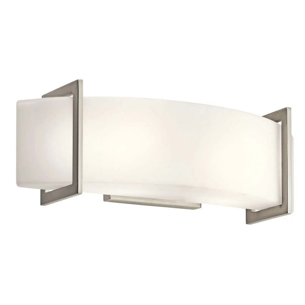 Crescent View 2 Light 18 Inch Brushed Nickel Linear Bath Medium Wall Light, Medium 1 Crescent View 2 Light 18 Inch Brushed Nickel Linear Bath Medium Wall Light, Medium