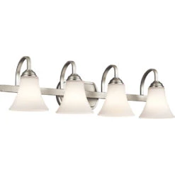 Keiran 4 Light 30 Inch Brushed Nickel Wall Mt Bath 4 Arm Wall Light In Incandescent