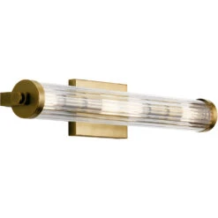 Azores 4 Light 25 Inch Natural Brass Linear Bath Medium Wall Light, Medium