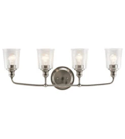 Waverly 4 Light 33 Inch Classic Pewter Wall Mt Bath 4 Arm Wall Light