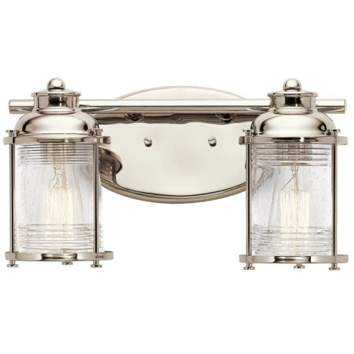 Ashland Bay 2 Light 14 Inch Polished Nickel Wall Mt Bath 2 Arm Wall Light