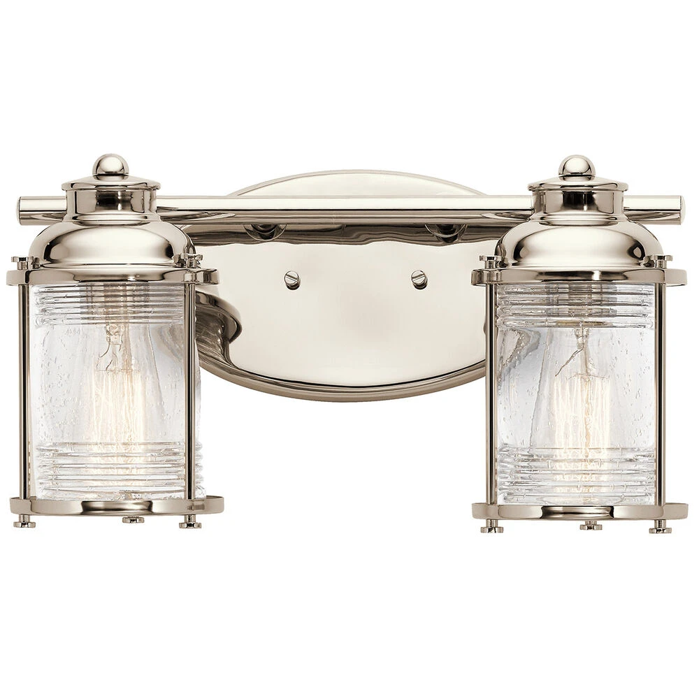 Ashland Bay 2 Light 14 Inch Polished Nickel Wall Mt Bath 2 Arm Wall Light 1 Ashland Bay 2 Light 14 Inch Polished Nickel Wall Mt Bath 2 Arm Wall Light