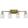 Audrea 4 Light 30 Inch Natural Brass Wall Mt Bath 4 Arm Wall Light