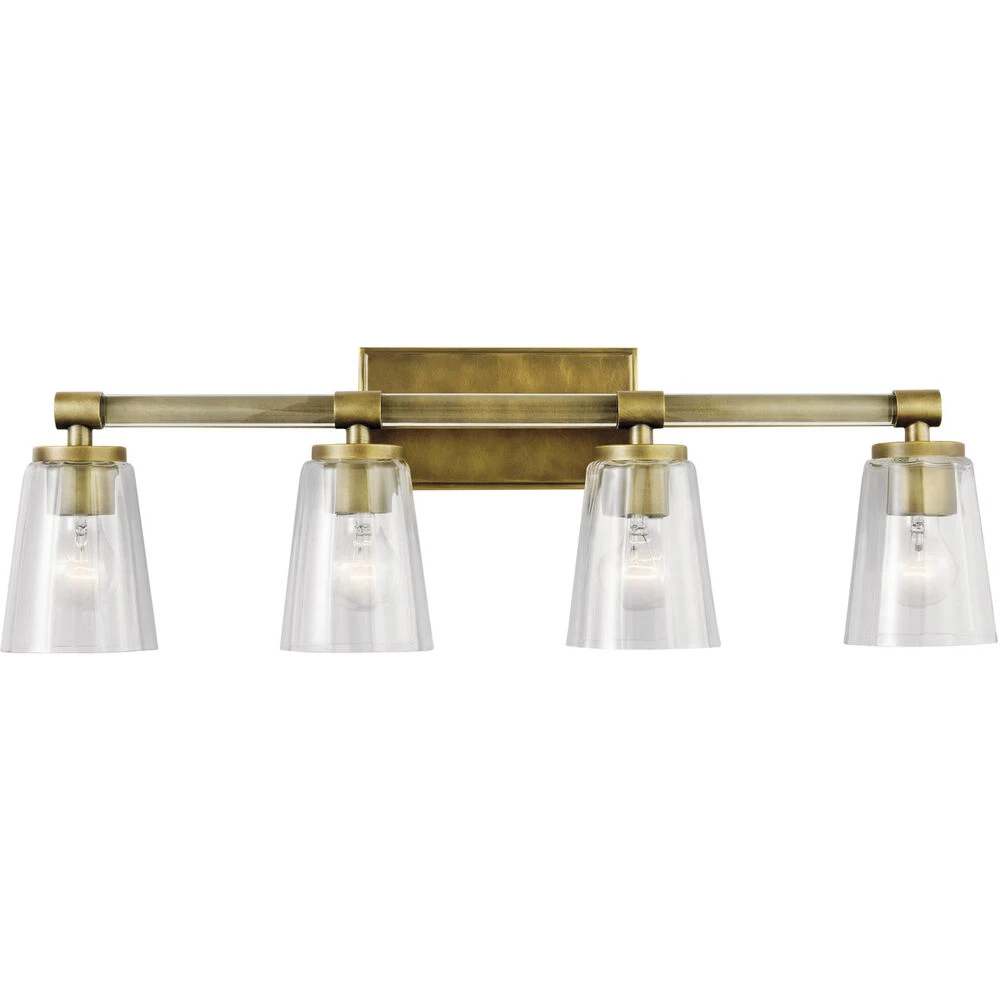 Audrea 4 Light 30 Inch Natural Brass Wall Mt Bath 4 Arm Wall Light 1 Audrea 4 Light 30 Inch Natural Brass Wall Mt Bath 4 Arm Wall Light