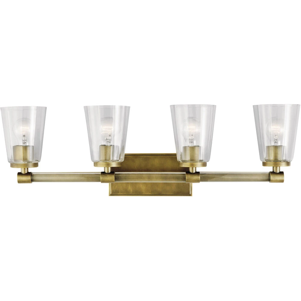 Audrea 4 Light 30 Inch Natural Brass Wall Mt Bath 4 Arm Wall Light 2 Audrea 4 Light 30 Inch Natural Brass Wall Mt Bath 4 Arm Wall Light - Image 2