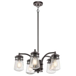 Lyndon 5 Light 24 Inch Architectural Bronze Outdoor Chandelier
