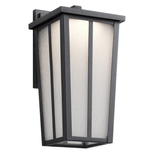 Amber Valley LED 13 Inch Textured Black Outdoor Wall, Small