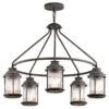 Ashland Bay 5 Light 26 Inch Weathered Zinc Outdoor Chandelier