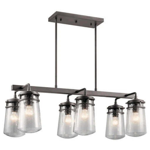 Lyndon 6 Light 17 Inch Architectural Bronze Outdoor Chandelier